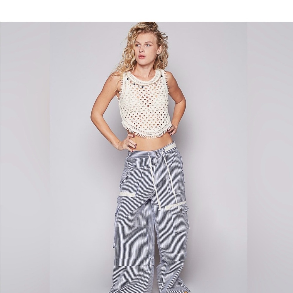 POL Striped Wide-Leg Pants Size Small NWOT